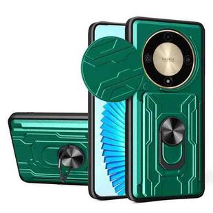 For Honor X9b Sliding Camshield TPU+PC Phone Case with Card Slot(Dark Green)