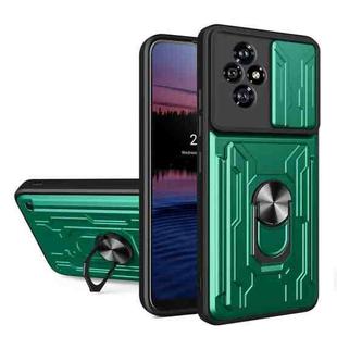 For Honor 200 Sliding Camshield TPU+PC Phone Case with Card Slot(Dark Green)