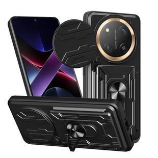 For Honor X60 Pro / X9c Sliding Camshield TPU+PC Phone Case with Card Slot(Black)