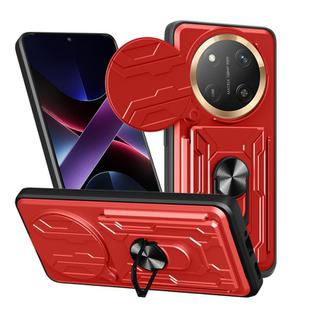 For Honor X60 Pro / X9c Sliding Camshield TPU+PC Phone Case with Card Slot(Red)