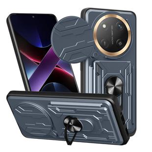 For Honor X60 Pro / X9c Sliding Camshield TPU+PC Phone Case with Card Slot(Grey)
