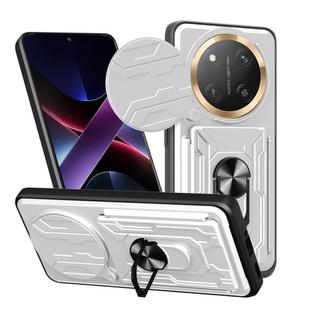 For Honor X60 Pro / X9c Sliding Camshield TPU+PC Phone Case with Card Slot(White)