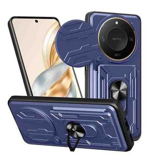 For Honor X9c Smart Sliding Camshield TPU+PC Phone Case with Card Slot(Blue)