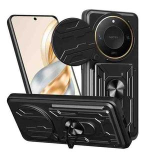 For Honor X9c Smart Sliding Camshield TPU+PC Phone Case with Card Slot(Black)