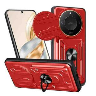 For Honor X9c Smart Sliding Camshield TPU+PC Phone Case with Card Slot(Red)