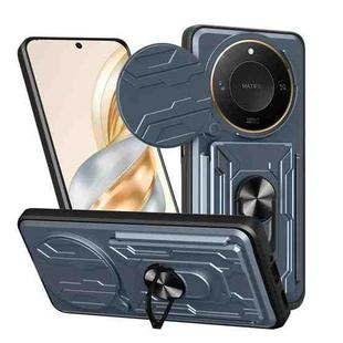 For Honor X9c Smart Sliding Camshield TPU+PC Phone Case with Card Slot(Grey)