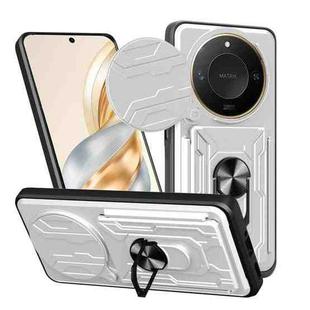 For Honor X9c Smart Sliding Camshield TPU+PC Phone Case with Card Slot(White)