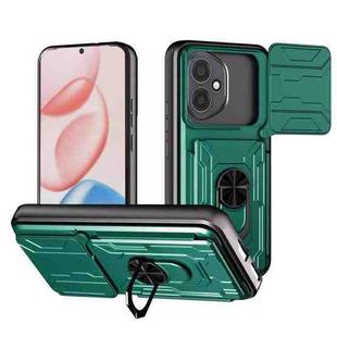 For Honor 400 Global 156.5mm Sliding Camshield TPU+PC Phone Case with Card Slot(Dark Green)