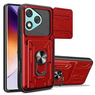 For Honor 400 Lite Global Sliding Camshield TPU+PC Phone Case with Card Slot(Red)