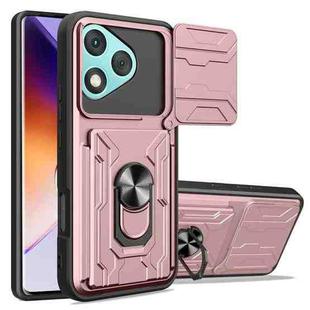 For Honor 400 Lite Global Sliding Camshield TPU+PC Phone Case with Card Slot(Rose Gold)