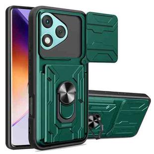 For Honor 400 Lite Global Sliding Camshield TPU+PC Phone Case with Card Slot(Dark Green)
