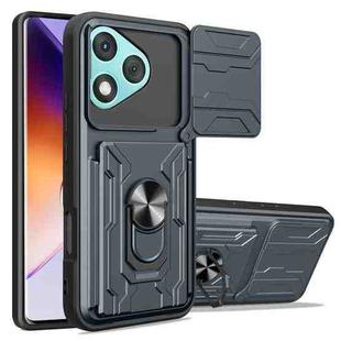 For Honor 400 Lite Global Sliding Camshield TPU+PC Phone Case with Card Slot(Grey)
