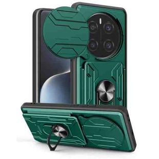 For Honor Magic7 Pro Sliding Camshield TPU+PC Phone Case with Card Slot(Dark Green)