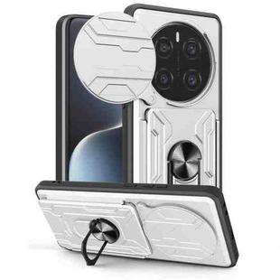 For Honor Magic7 Pro Sliding Camshield TPU+PC Phone Case with Card Slot(White)
