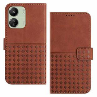 For Xiaomi Redmi 13C 4G Woven Embossed RFID Blocking Leather Phone Case(Brown)