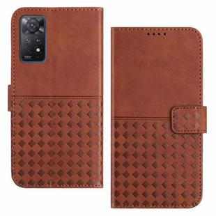 For Xiaomi Redmi Note 11 Pro Woven Embossed RFID Blocking Leather Phone Case(Brown)