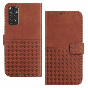 For Xiaomi Redmi Note 11 / 11S Woven Embossed RFID Blocking Leather Phone Case(Brown)