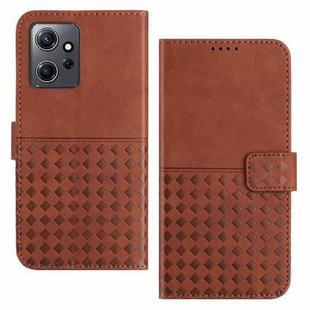 For Xiaomi Redmi Note 12 4G Woven Embossed RFID Blocking Leather Phone Case(Brown)