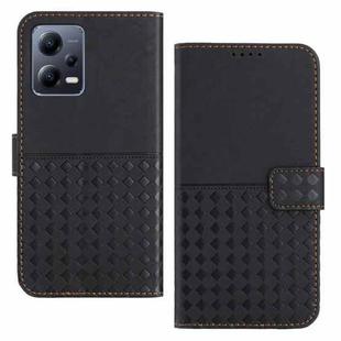 For Xiaomi Redmi Note 12 5G Woven Embossed RFID Blocking Leather Phone Case(Black)