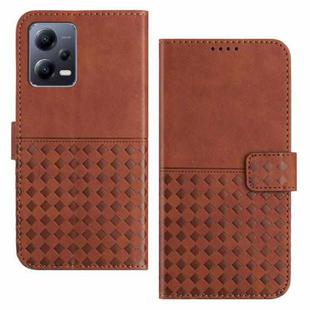 For Xiaomi Redmi Note 12 Pro+ Woven Embossed RFID Blocking Leather Phone Case(Brown)