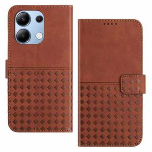 For Xiaomi Redmi Note 13 4G Woven Embossed RFID Blocking Leather Phone Case(Brown)