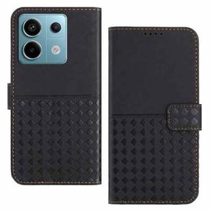 For Xiaomi Redmi Note 13 5G Woven Embossed RFID Blocking Leather Phone Case(Black)