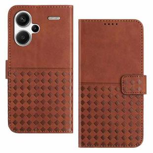 For Xiaomi Redmi Note 13 Pro+ Woven Embossed RFID Blocking Leather Phone Case(Brown)