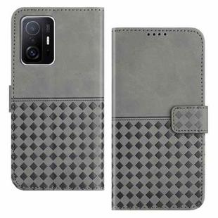 For Xiaomi Mi 11T / 11T Pro Woven Embossed RFID Blocking Leather Phone Case(Grey)