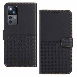 For Xiaomi 12T / 12T Pro Woven Embossed RFID Blocking Leather Phone Case(Black)