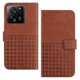 For Xiaomi 13T / 13T Pro Woven Embossed RFID Blocking Leather Phone Case(Brown)