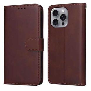 For iPhone 16 Pro Max Classic Calf Texture Flip Leather Phone Case(Brown)