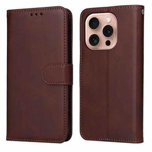 For iPhone 16 Pro Classic Calf Texture Flip Leather Phone Case(Brown)