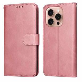 For iPhone 16 Pro Classic Calf Texture Flip Leather Phone Case(Rose Gold)