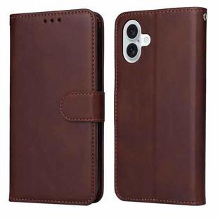 For iPhone 16 Plus Classic Calf Texture Flip Leather Phone Case(Brown)