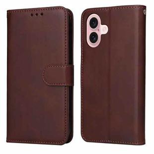 For iPhone 16 Classic Calf Texture Flip Leather Phone Case(Brown)