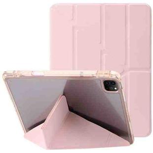 For iPad Pro 11 2024 Clear Acrylic Deformation Leather Tablet Case(Pink)