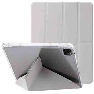 For iPad Pro 11 2024 Clear Acrylic Deformation Leather Tablet Case(Grey)