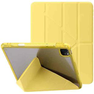 For iPad Pro 11 2024 Clear Acrylic Deformation Leather Tablet Case(Yellow)