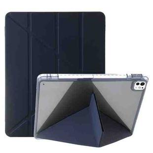 For iPad Pro 11 2024 Clear Acrylic Deformation Leather Tablet Case(Dark Blue)