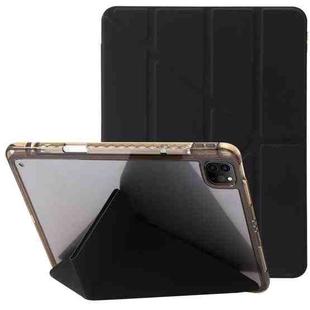 For iPad Pro 13 2024 Clear Acrylic Deformation Leather Tablet Case(Black)