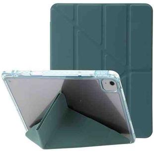 For iPad Air 13 2024 Clear Acrylic Deformation Leather Tablet Case(Dark Green)