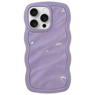 For iPhone 15 Pro Max Solid Color Waves PC Hybrid TPU Phone Case(Purple)