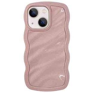 For iPhone 15 Solid Color Waves PC Hybrid TPU Phone Case(Pink)