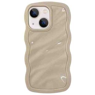 For iPhone 13 Solid Color Waves PC Hybrid TPU Phone Case(Beige)