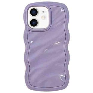 For iPhone 12 Solid Color Waves PC Hybrid TPU Phone Case(Purple)