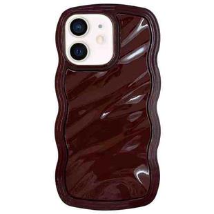 For iPhone 12 Solid Color Waves PC Hybrid TPU Phone Case(Wine Red)
