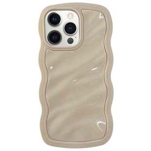 For iPhone 12 Pro Max Solid Color Waves PC Hybrid TPU Phone Case(Beige)