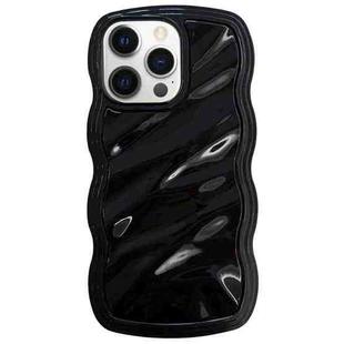 For iPhone 12 Pro Solid Color Waves PC Hybrid TPU Phone Case(Black)