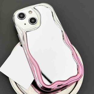 For iPhone 15 Plus Gradient Wave Mirror TPU Phone Case(Pink)