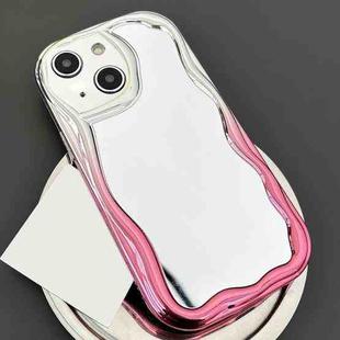 For iPhone 15 Gradient Wave Mirror TPU Phone Case(Rose Red)